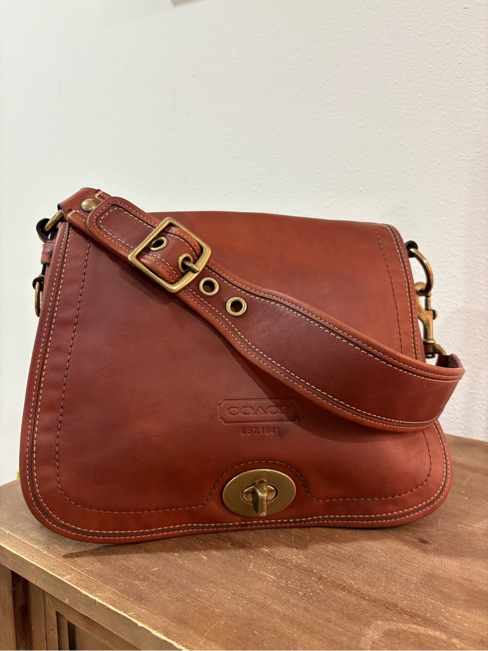 Vintage Coach 65th Anniversary Legacy Flap Bag #11134 Whiskey Leather